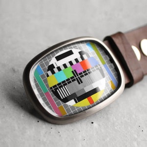 Monoscope Belt Buckle, TV Test Pattern Belt Buckle, Retro Belt Buckle, Gift for Him, for Her