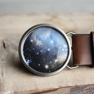 Fibbia per cintura Nebulosa blu, fibbia per cintura Universo, fibbia per cintura Spazio, fibbia per cintura Polvere di stelle Fibbia per cintura blu fibbia per cintura circolare fibbia per cintura in metallo