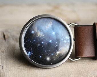 Blue Nebula Belt Buckle, Universe Belt Buckle, Space Belt Buckle, Stardust Belt Buckle Blue Belt Buckle circle belt buckle metal belt buckle