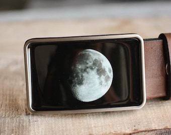 Moon Belt Buckle, belt buckle for men, Space belt buckle, gift for him, men's belt buckle, black belt buckle