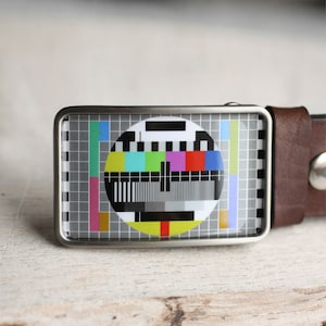 Monoscope Belt Buckle TV Test Pattern Belt Buckle Retro Belt Buckle Multicolor belt buckle Men&#39;s belt buckle Gift for him, Father&#39;s Day gift