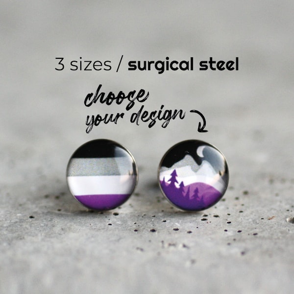 Subtle Asexual earring stud, Surgical steel studs, subtle LGBTQ Pride post earring , Equality stud, Tiny earring studs, asexual jewerly