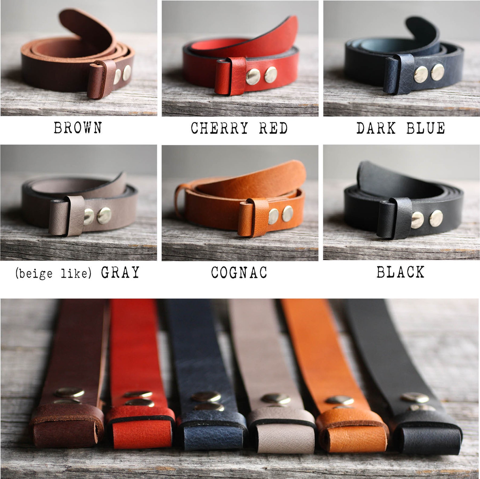 Genuine Leather Snap Belt COGNAC Snap on Belt Handmade Etsy