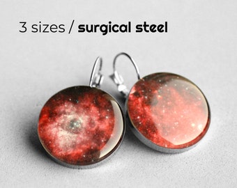 Dangle earrings, Stardust, Nebula, Space earring, French clip earring, Universe Leverback earring