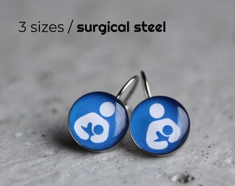 Breastfeeding symbol earring, Surgical steel earring, midwife french clip earring, Doula dangle earrings,  OB Nurse Gift, IBCLC earrings