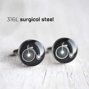 groomsmen Sport cufflinks Vintage Bike cufflinks Wedding cuff links for groom Surgical steel cuff link