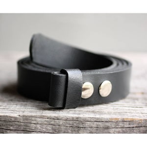 Genuine leather full grain snap belt, BLACK snap on belt, Handmade leather belt, belt strap for buckle, gift for him, man gift idea