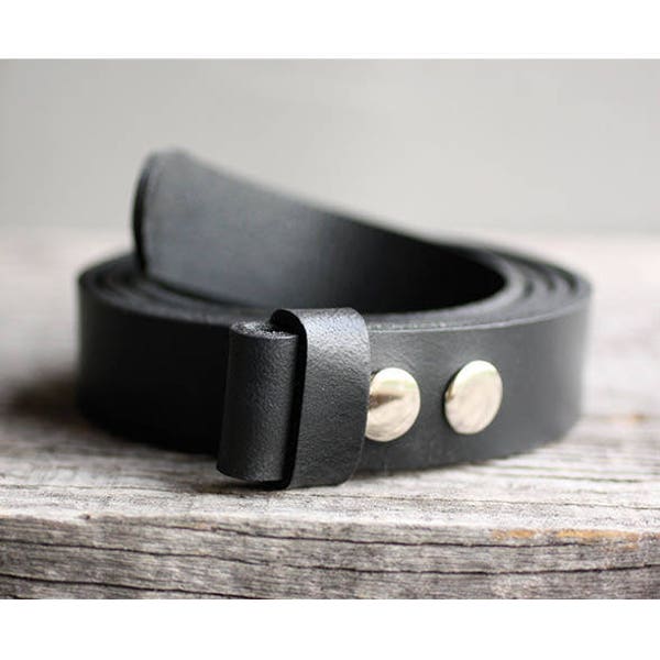 Ceinture à pression en cuir véritable, ceinture à pression NOIRE, ceinture en cuir faite à la main, sangle de ceinture pour boucle, cadeau pour lui, idée cadeau homme