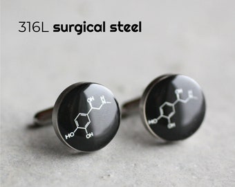 Adrenaline Cufflink, Surgical steel cuff link Cool cufflinks for men Science Cuff Link mens cufflinks Wedding cuff links for groom groomsmen