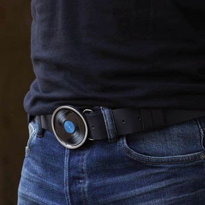 Vinyl Record Belt Buckle (blue), LP Vinyl Belt Buckle, Retro Music Belt buckle