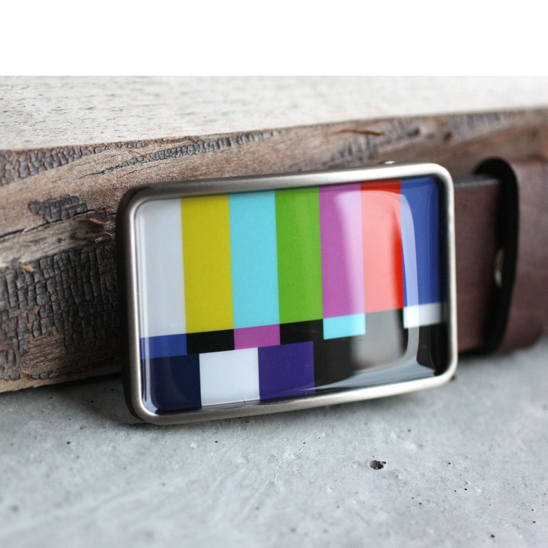 Color Bars Belt buckle TV Test Pattern Belt Buckle for men gift for him mens belt buckle Television Belt Buckle Retro Belt Buckle image 5