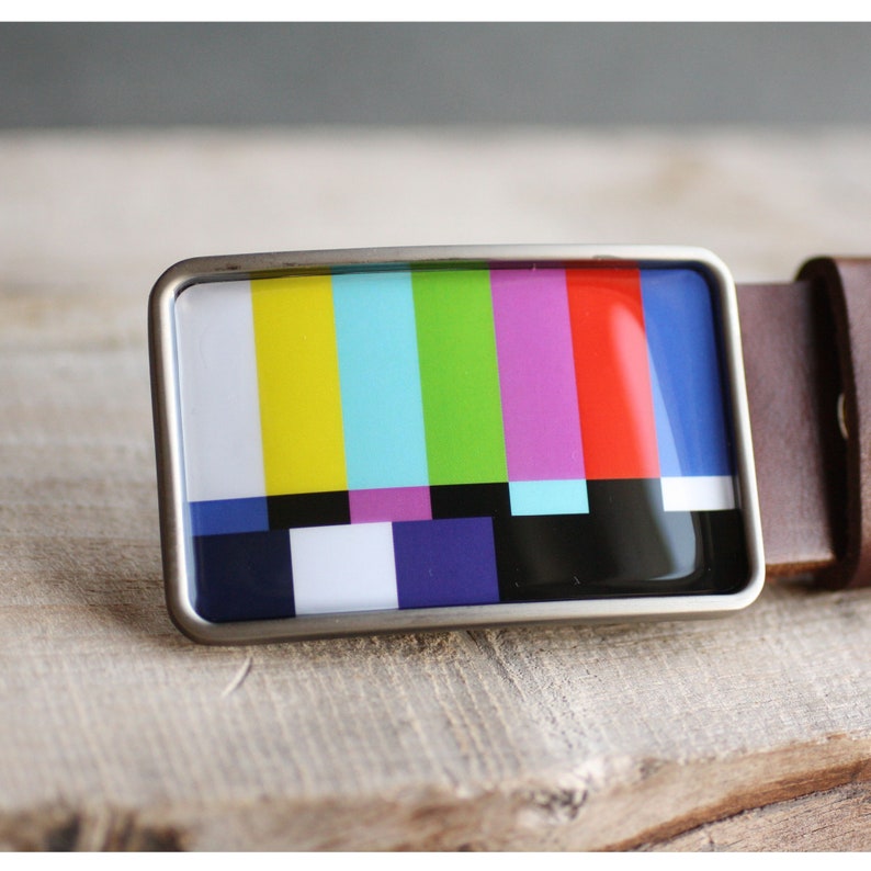 Color Bars Belt buckle TV Test Pattern Belt Buckle for men gift for him mens belt buckle Television Belt Buckle Retro Belt Buckle image 4