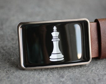 Hebilla de cinturón de ajedrez, regalo de hebilla de cinturón de rey de ajedrez para los días del padre del jugador de ajedrez regalo del abuelo