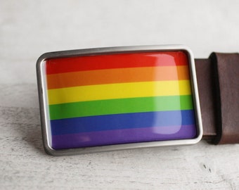 Rainbow flag belt buckle, LGBTQ pride belt buckle, Colorful belt buckle, gift for him, belt buckle for men, stripped belt buckle