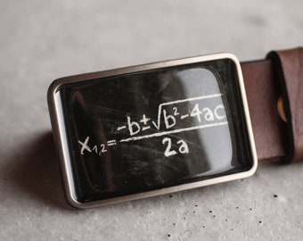 Math Belt Buckle, Science belt buckle, Geek belt buckle, Quadratic Equation, Gift for him, Gift for men, men's belt buckle
