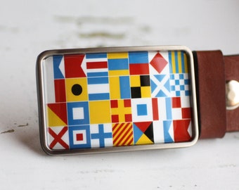 Nautical alphabet Belt Buckle, Sailor belt buckle, Nautical Belt Buckle, Multicolor belt buckle, gift for him, men's gift idea sailor's gift