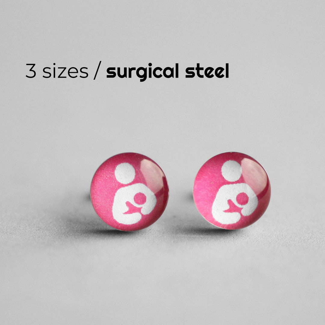 Nursing Post Earring pink Surgical Steel Studs Etsy