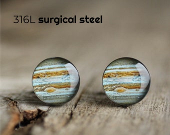 Jupiter Cufflink,  Surgical steel cuff link, Cufflinks for men, Space Cuff Link, mens cufflinks, gift for him, Wedding cufflinks