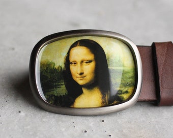 Mona Lisa Belt Buckle, Wearable Art Belt Buckle, Gift for Her
