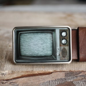 RetroTV Belt Buckle, Television Belt Buckle, gift for him, mens belt buckle image 1