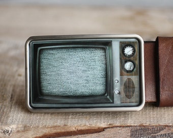 RetroTV Belt Buckle, Television Belt Buckle, gift for him, mens belt buckle