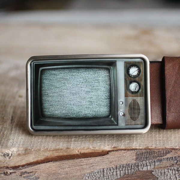 RetroTV Belt Buckle, Television Belt Buckle, gift for him, mens belt buckle