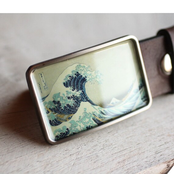 Hokusai Belt Buckle, Mount Fuji in Clear Dawn Belt Buckle  display picture 2