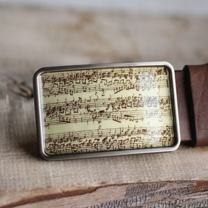 Musik-Gürtelschnalle, Bach-Gürtelschnalle, Notenblatt-Gürtelschnalle, Geschenk für Sie, für Ihn