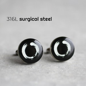 Zen Circle surgial steel cufflinks, Enso Circle, Enso Wave, Zen Buddhism, Japanese calligraphy, Yoga, meditation cufflinks, gift for yogi