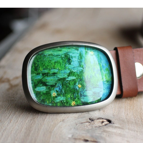 Monet Belt Buckle, Water lilies Belt Buckle, Wearable Art Belt Buckle