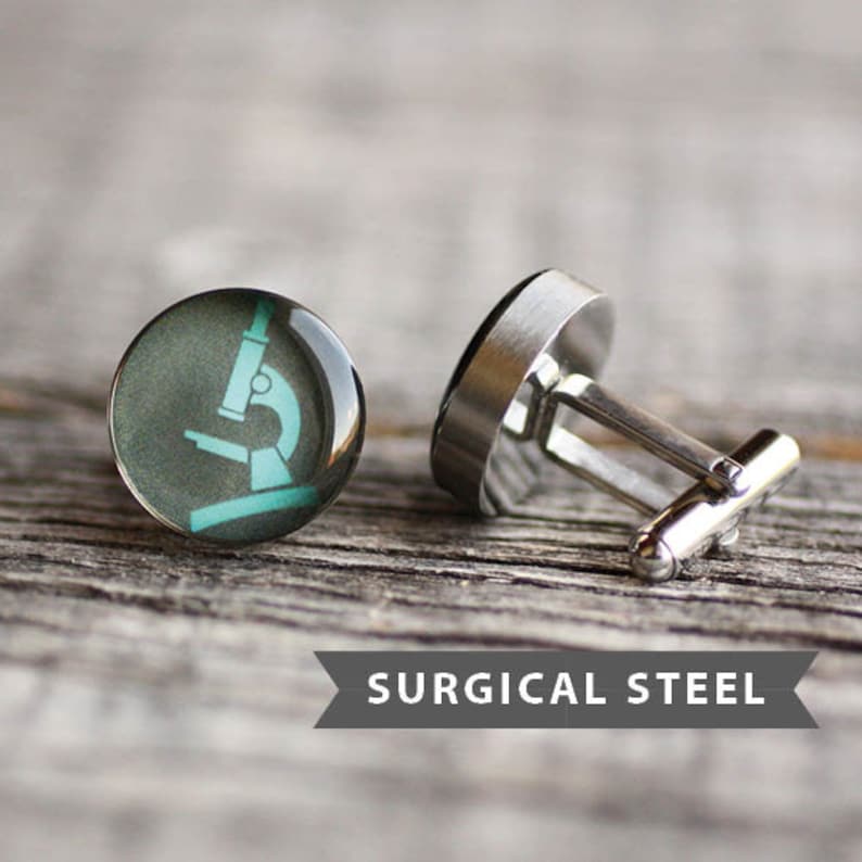 Microscope Cuff Link groomsmen Wedding cuff links for groom for men Science cufflink Stainless steel cuff Gift for Him