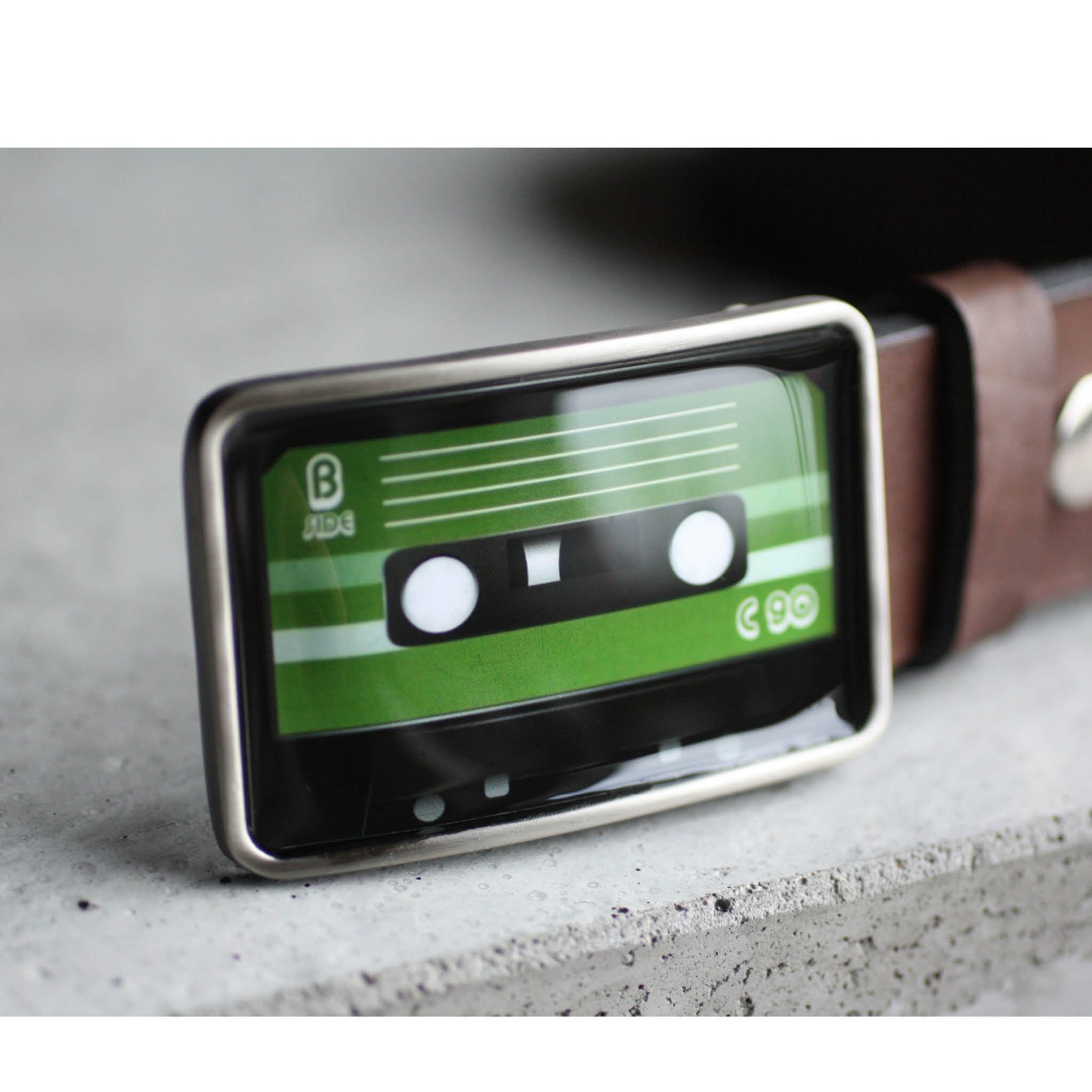 Audio Cassette Belt Buckle Retro Belt Buckle Green Belt Etsy