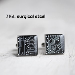 Printed Circuit Board Cufflinks, Stainless steel cuff, Science Cuff Link, Computer cufflink, PCB Cufflinks, mens cufflinks, gift for him