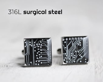 Printed Circuit Board Cufflinks, Stainless steel cuff, Science Cuff Link, Computer cufflink, PCB Cufflinks, mens cufflinks, gift for him