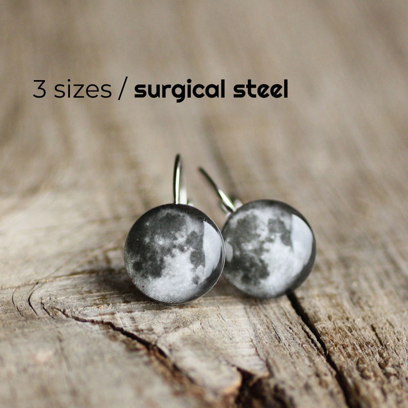Full Moon Earring Surgical Steel Earring Leverback Etsy