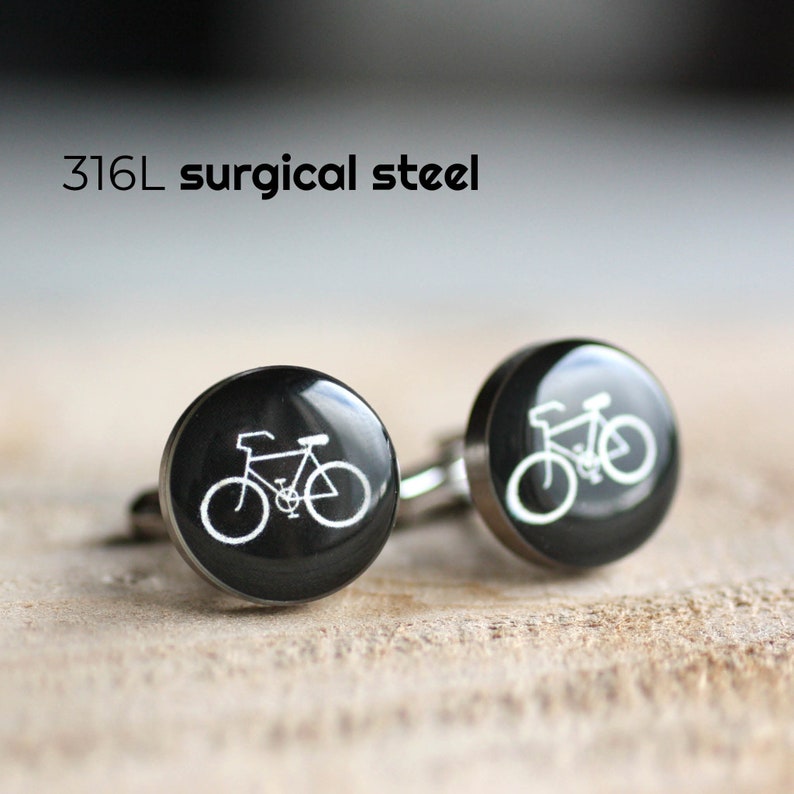 Bicycle post earrings, Surgical steel studs, Tiny black earring studs, Sport stud earrings, mens earrings, earrings for men, gift for him image 9