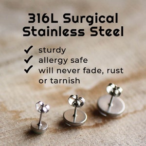 Planet Earth posts, Surgical steel studs, Tiny earring studs image 7