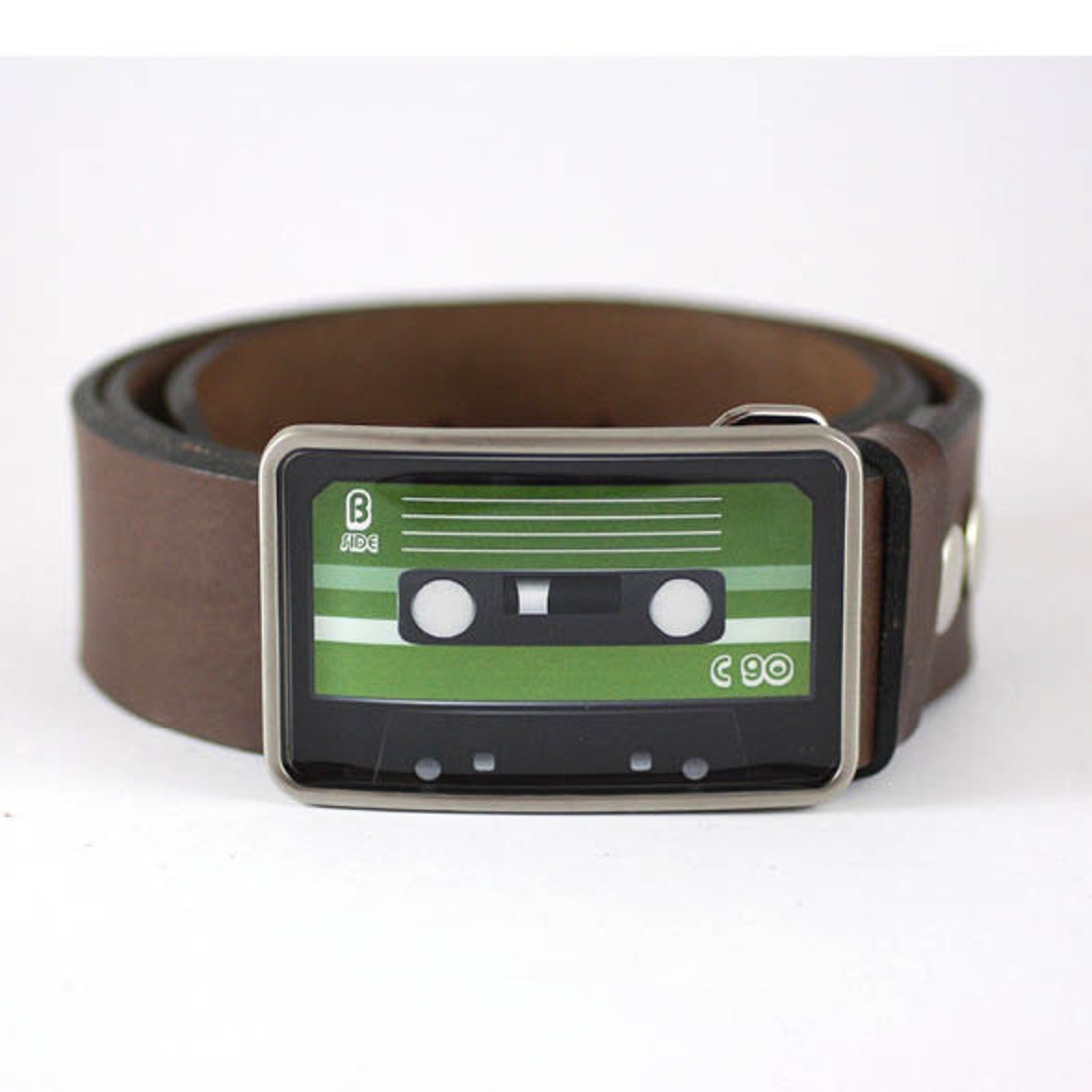 Audio Cassette Belt Buckle Retro Belt Buckle Green Belt Etsy