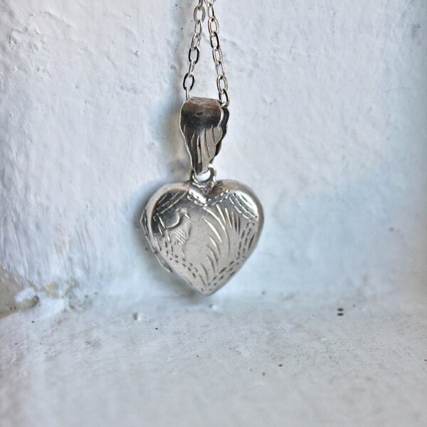 Vintage Sterling Silver Heart Locket, Heart Locket, Valentine Gift