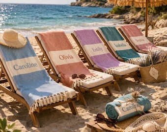 Telo mare estetico, telo mare turco personalizzato, telo mare estivo con nome personalizzato, stile spiaggia minimalista, telo mare boho, telo mare leggero di lusso