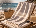 Luxury Beach Towel, Personalized Turkish Cotton Towel, Elegant Summer Towel, Custom Name Towel, Premium Peshtemal