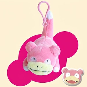 Official Pokemon Slowpoke Plush Keychain, Kawaii Bag Charm Mascot, Soft Keyring Bag Charm, Pokemon Keychain, Yadon Keyring, Gift for Kids