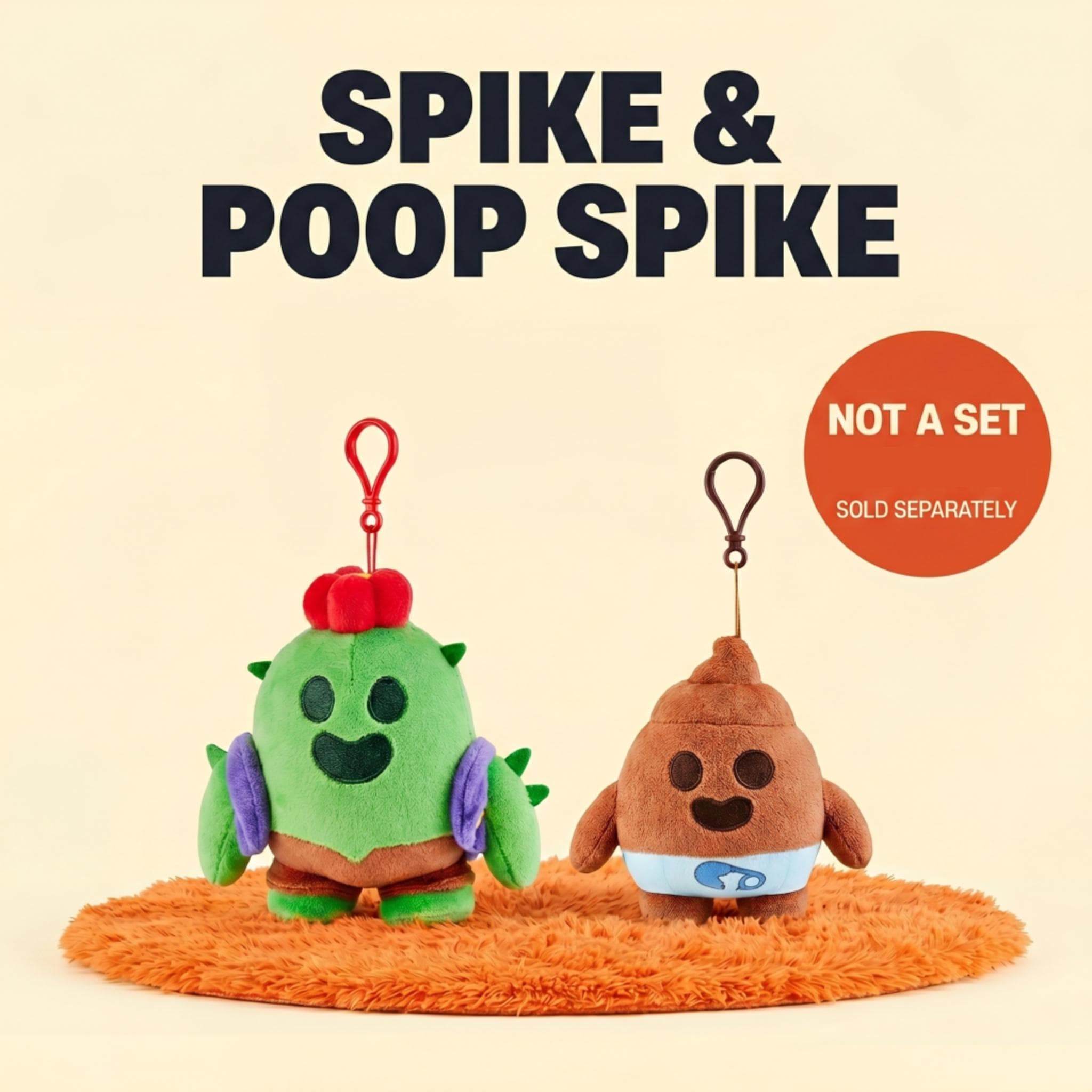 Brawl Stars Official Plush: Spike & Poop Spike Keychain - 5.1