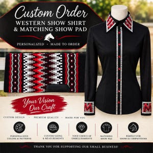 Tenue western personnalisée avec polo et tapis de selle | Tenue d'équitation sur mesure (fabrication à la demande) Contactez-nous pour connaître les prix