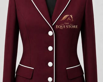 Tailored Equestrian Show Jacket | Women's Riding Blazer with White Piping