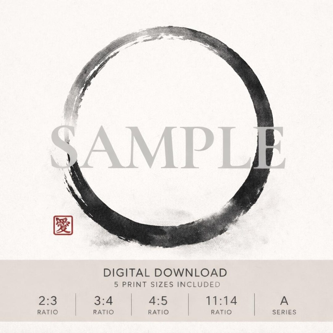 Zen Wall Art Printable, Enso Circle Minimalist Japanese Wall Decor ...