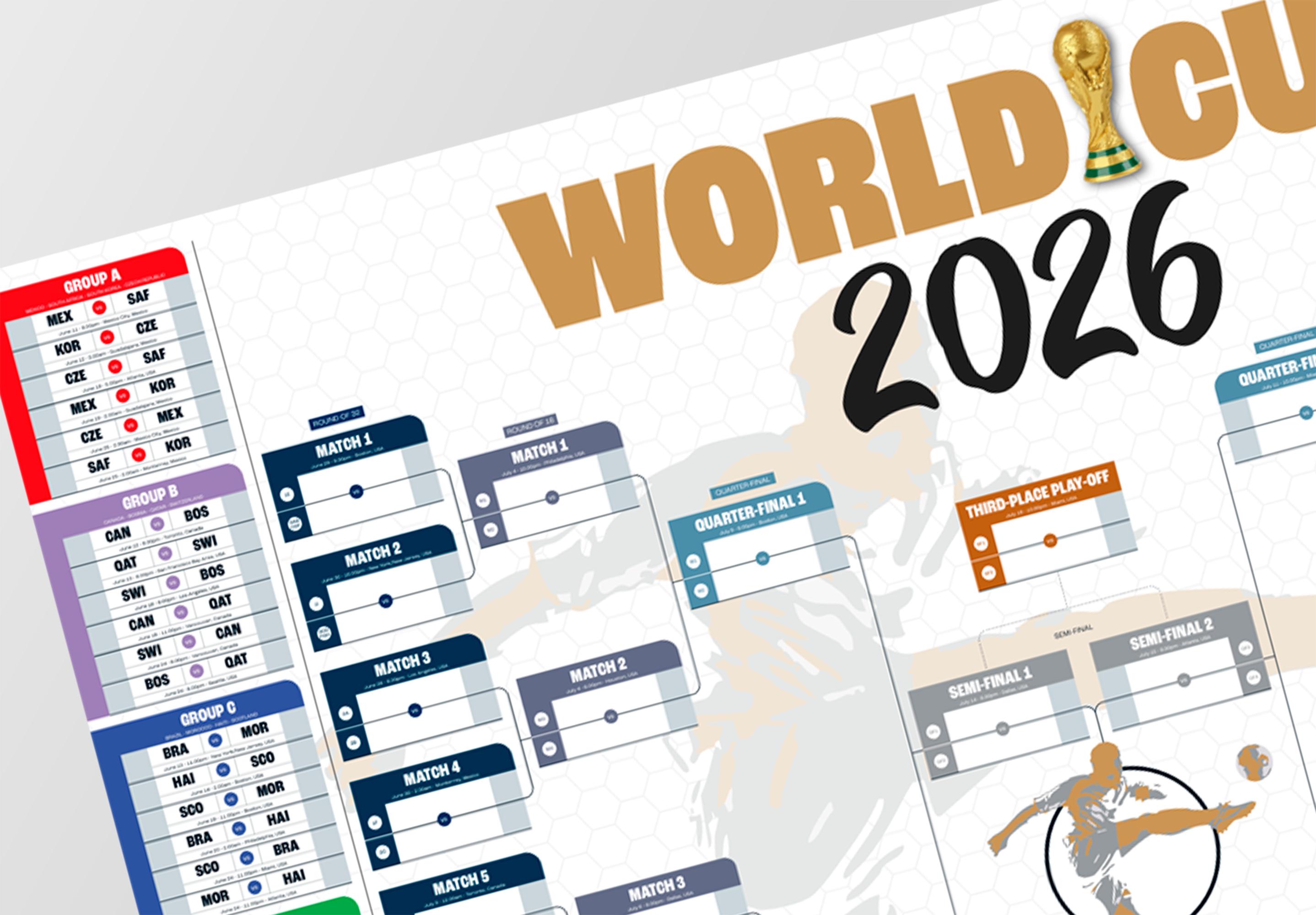 World Cup 2026 Wall Planner – Printable Match Schedule, Group Stage