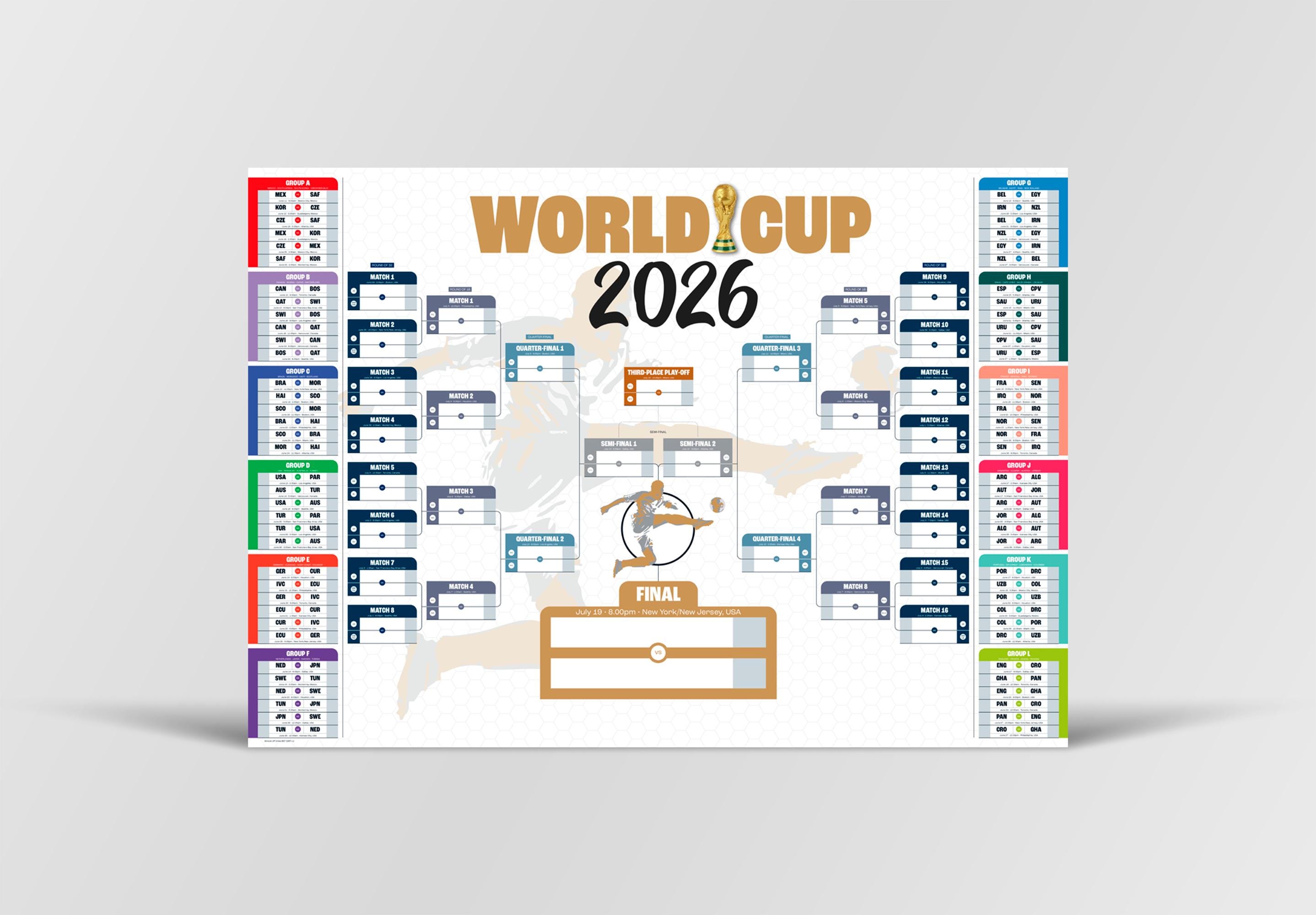 World Cup 2026 Wall Planner – Printable Match Schedule, Group Stage