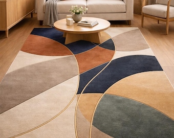 Modern Abstract Area Rug, Geometric Color Block Carpet,Luxury Living Room Rug, Soft Plush Floor Rug, Contemporary Home Decor, Bedroom Carpet