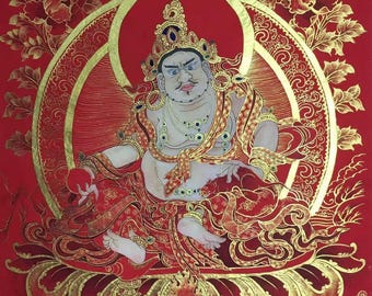 Yellow Jambhala Thangka (Fortune God) 黄财神唐卡